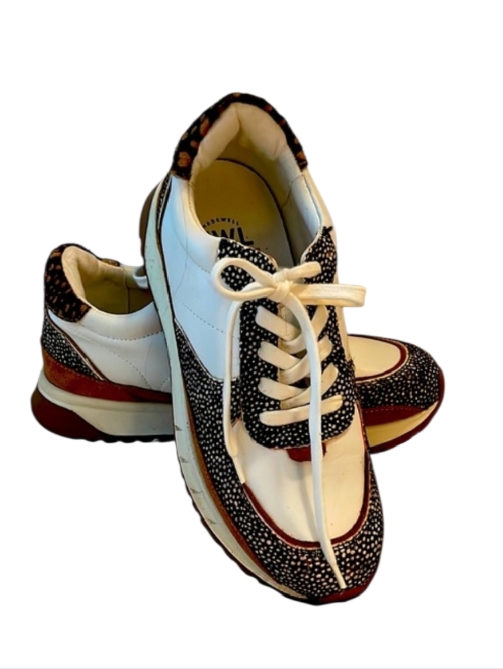 Madewell Kickoff Trainer Sneakers Leather Spot Calf Hair Olive Grove W8.5 M7